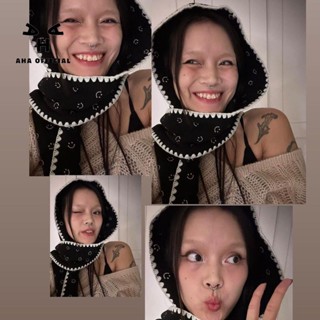 Khăn Choàng Cổ Có Mũ In Hình Mặt Cười Phong Cách Hàn Quốc Thời Trang Thu Đông Dễ Phối Đồ one