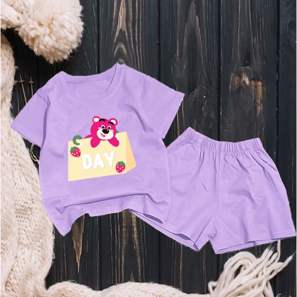 Bộ bé gái hình gấu dâu  cho bé gái siêu xinh cho bé 6-23kg.BGL36.