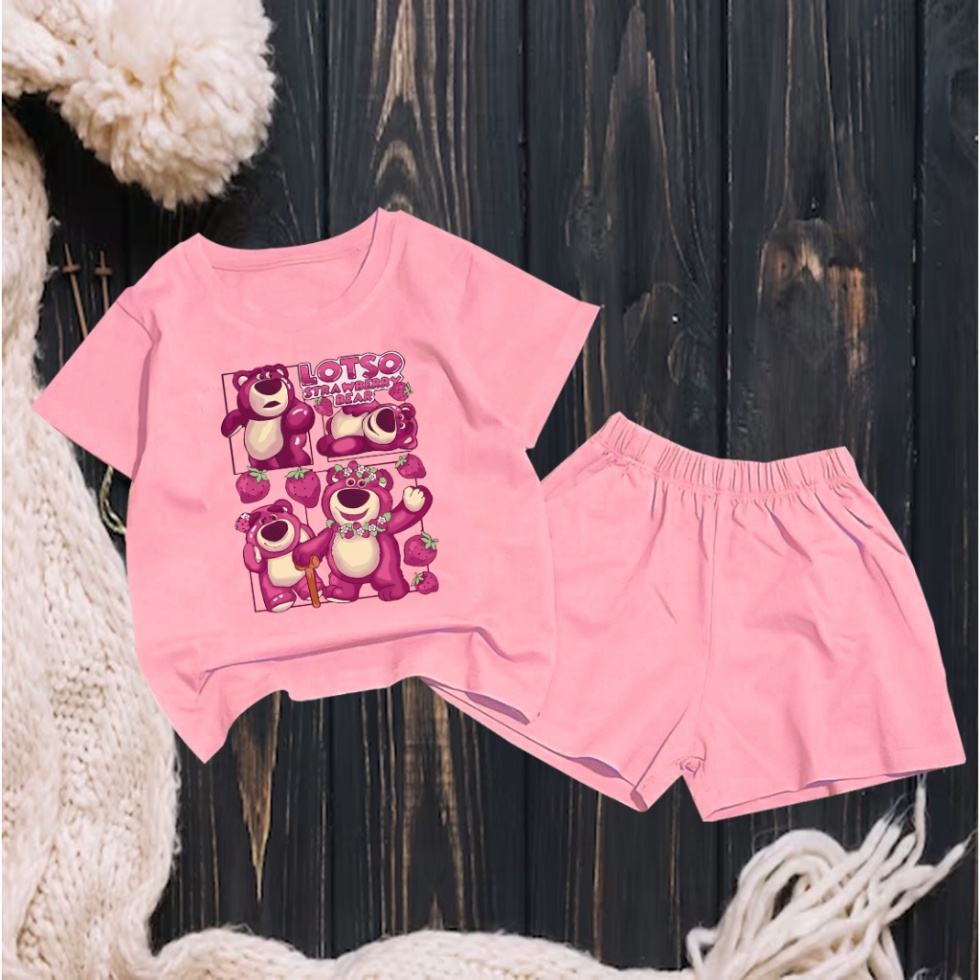 Bộ bé gái hình gấu và trái dâu cho bé gái xinh.BGL34.