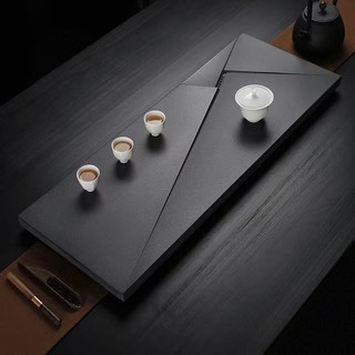◆ Khay trà đá vàng đen nhà đơn giản nguyên bộ đá tự nhiên Bộ khay đá vàng đen văn phòng bộ trà kung fu bàn trà