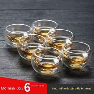 ▽ [Đặc biệt hàng ngày] Bộ 6 ly thủy tinh hai vách chịu nhiệt độ cao, tách trà nhỏ, bộ trà Kung Fu, tách trà, cách nhiệt