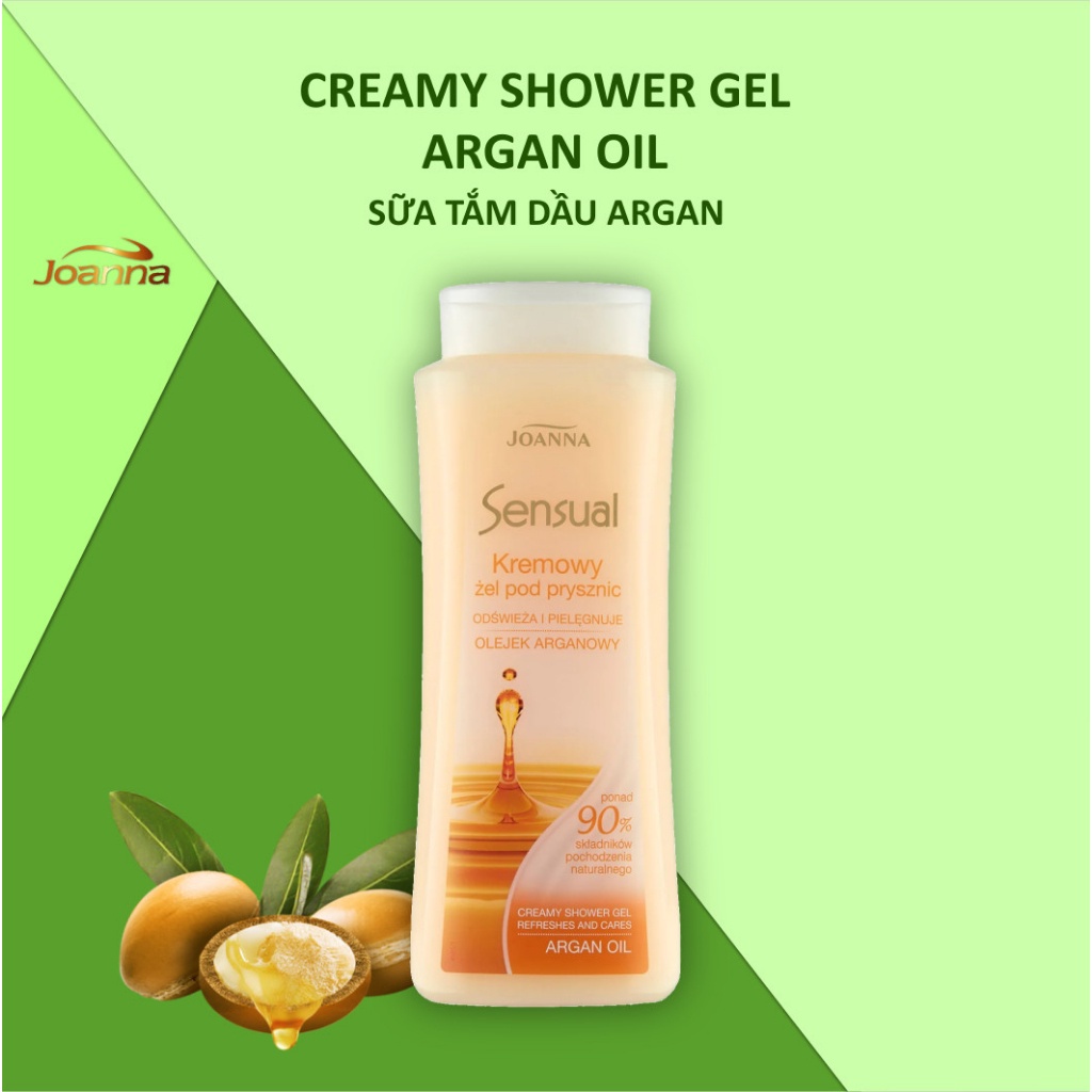 Sữa tắm dầu Argan JOANNA SENSUAL 500ml chăm sóc, làm sạch và làm mịn da, ngăn ngừa lão hóa