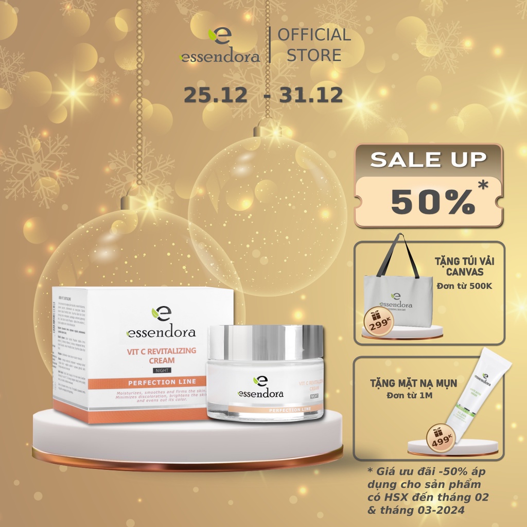 Kem Dưỡng Ban Đêm ESSENDORA VIT C Revitalizing Cream 50ml Giúp Ngăn Ngừa Lão Hóa, Đồi Mồi, Sạm Màu Và Nếp Nhăn