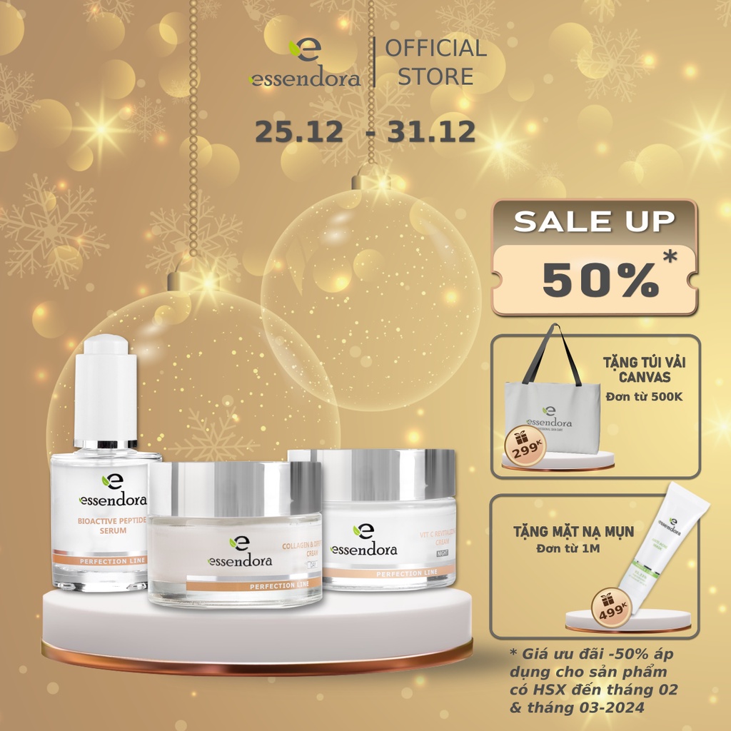 Bộ 3 Sản Phẩm Serum Và Kem Dưỡng Da Ban Ngày-Đêm ESSENDORA Giúp Cấp Và Giữ Ẩm Lâu Dài Cho Làn Da Căng Mịn, Săn Chắc