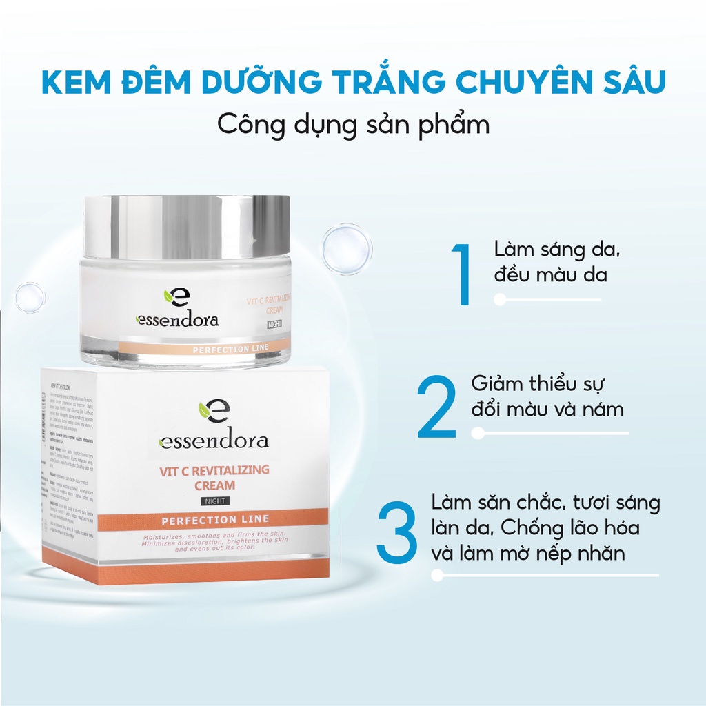 Kem Dưỡng Ban Đêm ESSENDORA VIT C Revitalizing Cream 50ml Giúp Ngăn Ngừa Lão Hóa, Đồi Mồi, Sạm Màu Và Nếp Nhăn