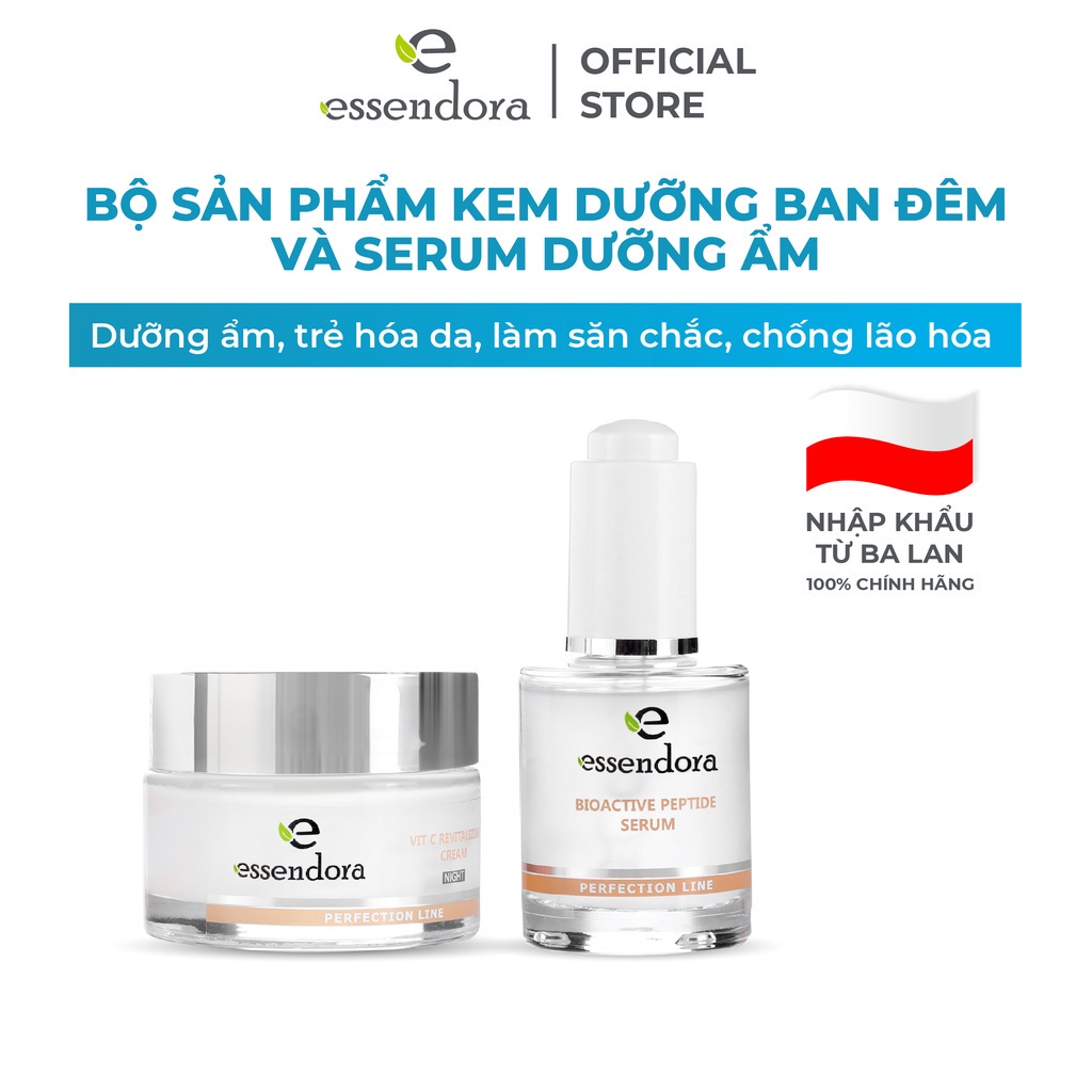 Bộ Sản Phẩm Kem Dưỡng Ban Đêm Và Serum Dưỡng Ẩm ESSENDORA Giúp Làm Săn Chắc, Trẻ Hóa Làn Da, Ngăn Ngừa Lão Hóa