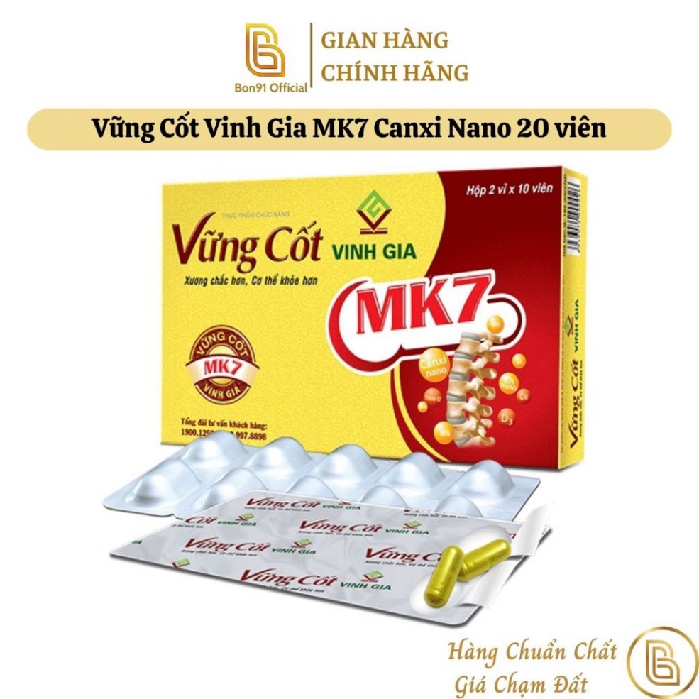 Vững Cốt Vinh Gia MK7 Canxi Nano 20 viên (tem công ty)