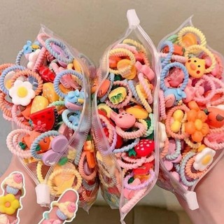Lẻ dây buộc tóc bé gái nhiều màu, Nơ buộc tóc cho bé gái bằng thun mềm không gây đau tóc