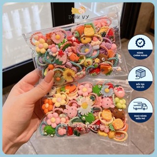 Lẻ dây buộc tóc bé gái nhiều màu, Nơ buộc tóc cho bé gái bằng thun mềm không gây đau tóc
