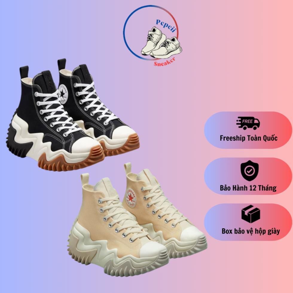 Giày thể thao sneaker CVV run star Motion blackgum honey,giầy nam nữ cvs motion đế răng cưa cao cổ bản đẹp
