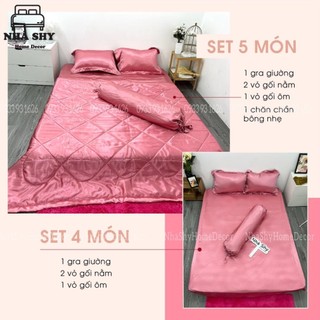 BỘ DRAP GIƯỜNG PHI LỤA BÓNG CAO CẤP - Bộ chăn ga giường phi lụa cao cấp đủ kích thước