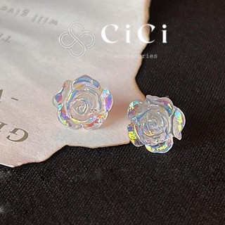 Khuyên tai nữ hoa trà galaxy 7 màu chuôi bạc 925 CiCi Accessories bông tai nụ nhỏ phụ kiện trang sức xinh xắn BT178