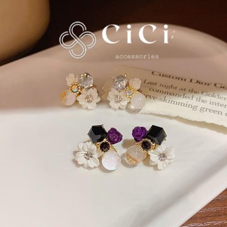 Khuyên tai cô dâu chuôi bạc 925 CiCi Accessories bông hoa cổ tích phụ kiện trang sức nữ cao cấp cổ điển thanh lịch B177