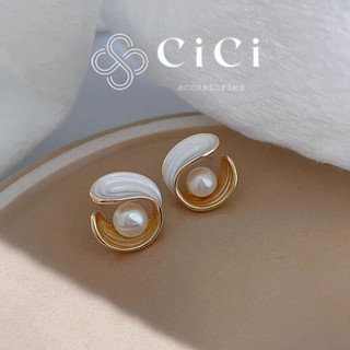 Bông tai nữ chuôi bạc 925 CiCi Accessories mạ vàng 18K hình xoắn phụ kiện thời trang nữ thanh lịch - BT135