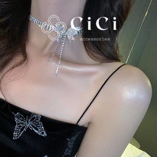 (Mới) Vòng cổ nữ choker CiCi Accessories hồ điệp đính đá dạng chuỗi phụ kiện trang sức lấp lánh thanh lịch - VC137