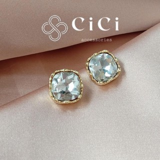 Bông tai nữ chuôi bạc 925 CiCi Accessories mặt đá cao cấp phụ kiện trang sức thanh lịch, sang trọng - BT64