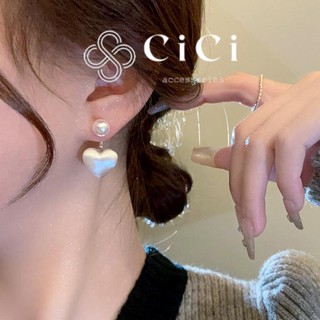 (Mới) Bông tai nữ chuôi bạc 925 CiCi Accessories trái tim đôi phụ kiện trang sức nữ thanh lịch, nữ tính - BT145