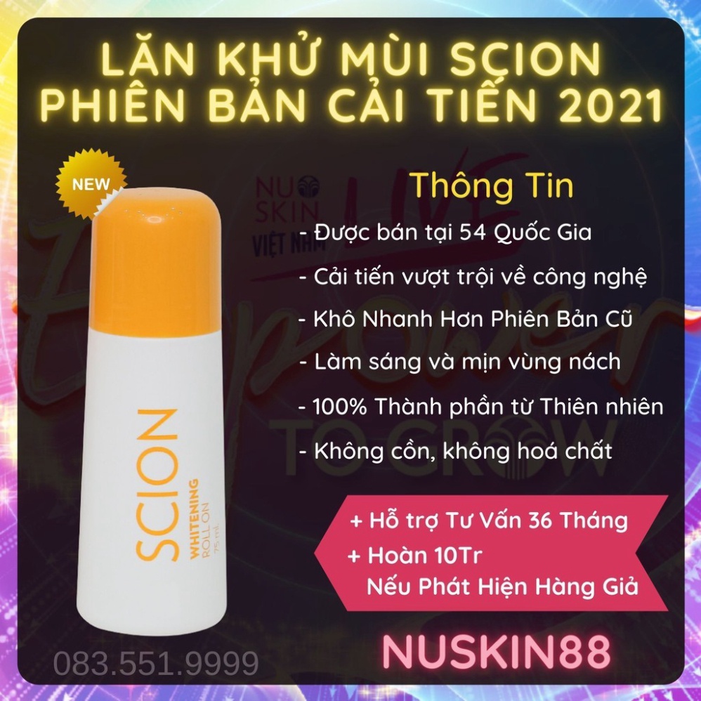 Lăn khử mùi Scion Nuskin 75ml ngăn mùi hôi nách không làm ố quần áo, làm sáng vùng da dưới cánh tay Authentic