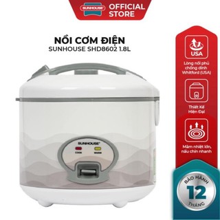 Nồi cơm điện 1.8l sunhouse shd8602 công suất 700w tỏa nhiệt đều, nấu nhanh hàng chính hãng