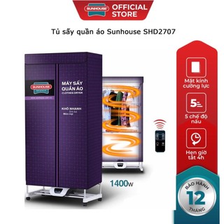 Tủ sấy quần áo sunhouse shd2707 Sấy 15-20kg Quần Áo, công suất 1500W sấy khô, khử khuẩn bảo hành chính hãng