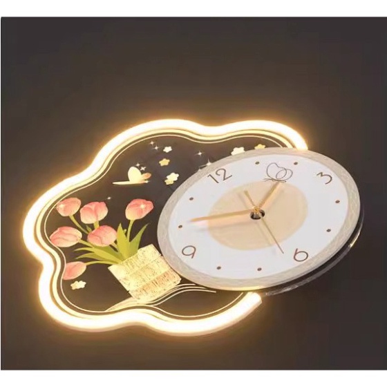 Tranh đồng hình hoa Gắn đèn LED chiếu sáng Hiện Đại, in trên chất liệu MECA bền đẹp