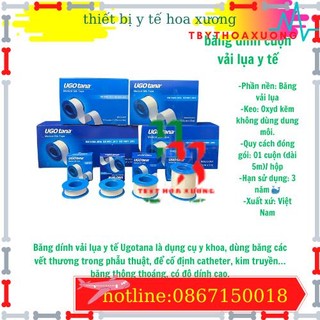 Hộp băng dính cuộn vải lụa y tế ugotana kích thước 2,5cm x 5m