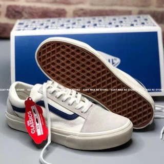 Giày thể thao Vans trắng xám sọc xanh tím than sọc xanh lá nam nữ dành cho học sinh sinh viên bản chuẩn siêu hot fullbox