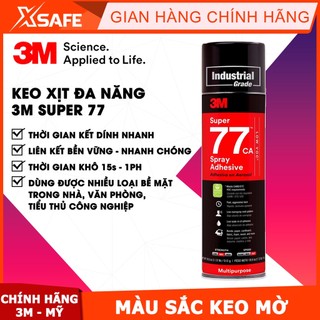Keo dán dạng xịt đa năng 3M Super 77, keo dán đa năng siêu dính, dán vải, dán giấy, phun mịn đẹp, bám dính cao