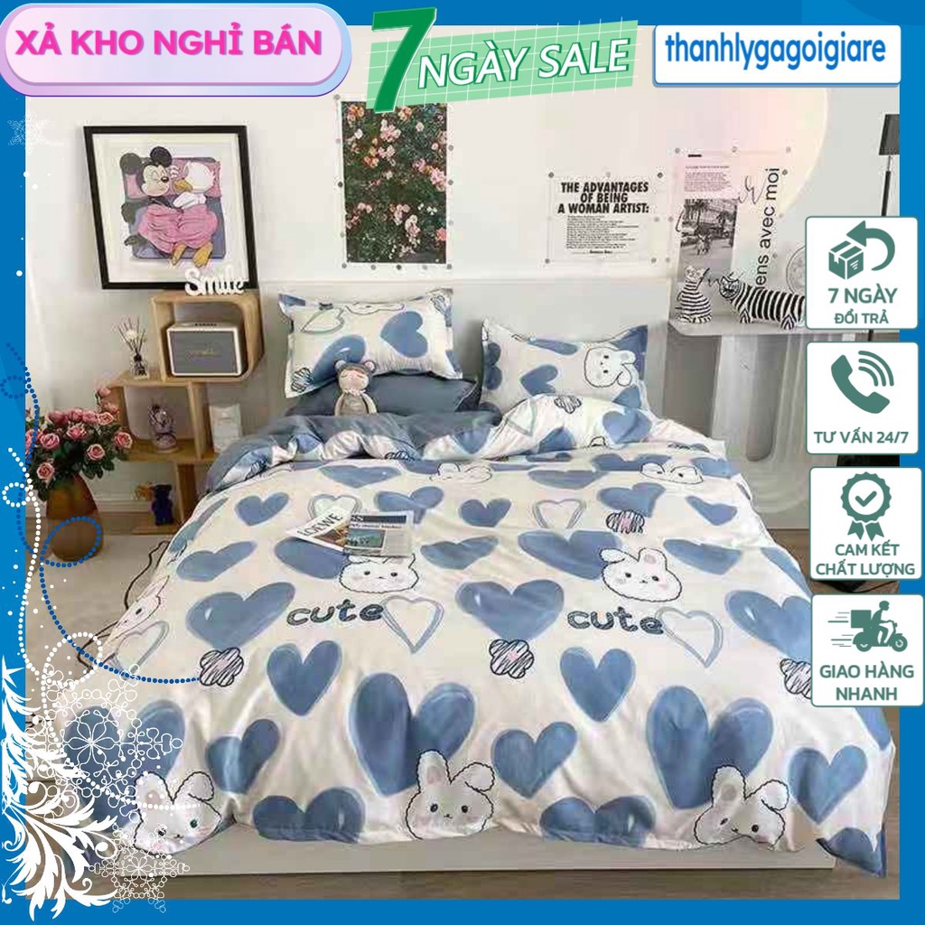 Ga trải giường 2MX2M2,mẫu thỏ tim xanh