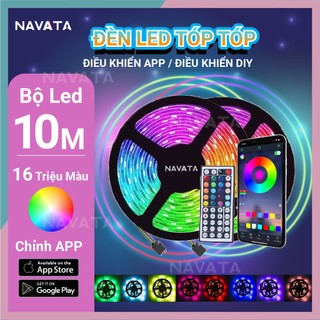 Đèn Led Tóp Tóp 5m 10m Điều Khiển APP 16 Triệu Màu, Pha Màu DIY đèn trang trí phòng ngủ Led 5050 RGB Loại Tốt