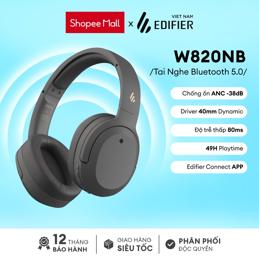 Tai nghe chụp tai Bluetooth 5.0 EDIFIER W820NB / W820NB PLUS | Chống ồn chủ động ANC | Bảo hành 12 tháng