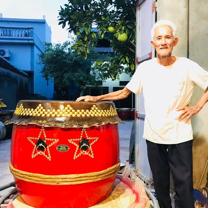 Trống lân mặt 5 tấc da trâu Trung Quốc