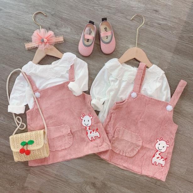 (8-20kg) Set yếm hươu hồng QATE612 cho bé gái TB98 Hot