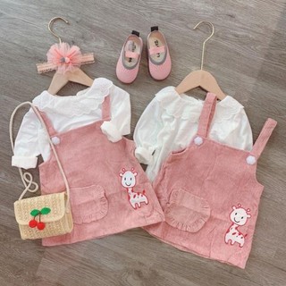 Set yếm hươu hồng qate612 cho bé gái tb98 hot