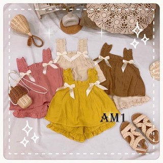 Bộ đũi 2 nơ trắng bé gái đồ bộ bé gái tb39 hot