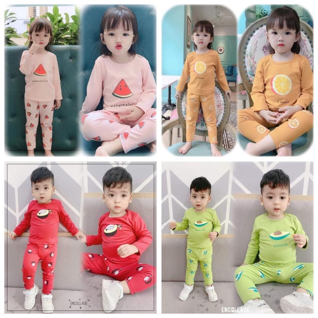 (8-20kg) Đồ bộ dài tay in hình trái cây QATE361 Bộ quần áo bé trai và bé gái TB382 Hot