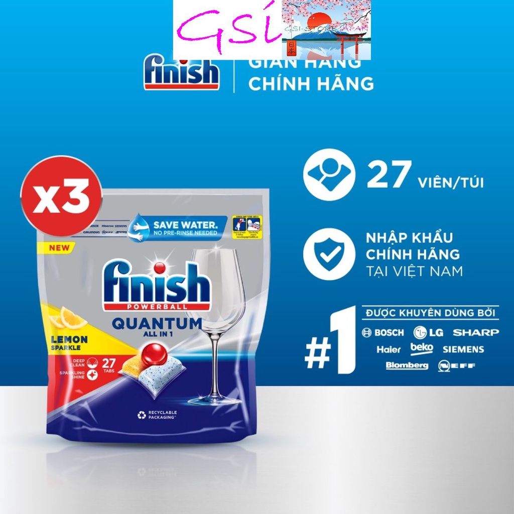 Viên rửa bát Finish Essential 100v, Finish Nhật 150V, Quantum,Muối Finish, Dầu bóng- Hàng cao cấp