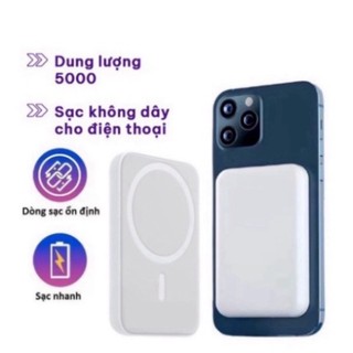 Pin Sạc Dự Phòng Không Dây 5000mAh ​Mini Có Nam Châm Tự Động Lấy Nét  Cho iPhone/android new