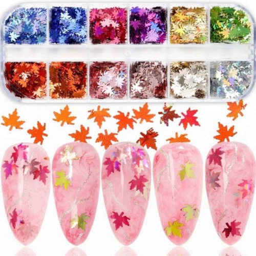 Nhũ lá phong ẩn nail trang trí móng