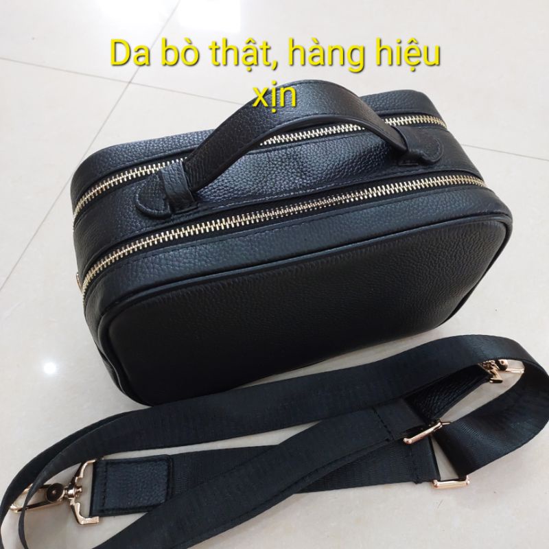 Clutch da bò thật có dây đeo chéo kèm khóa số bảo mật