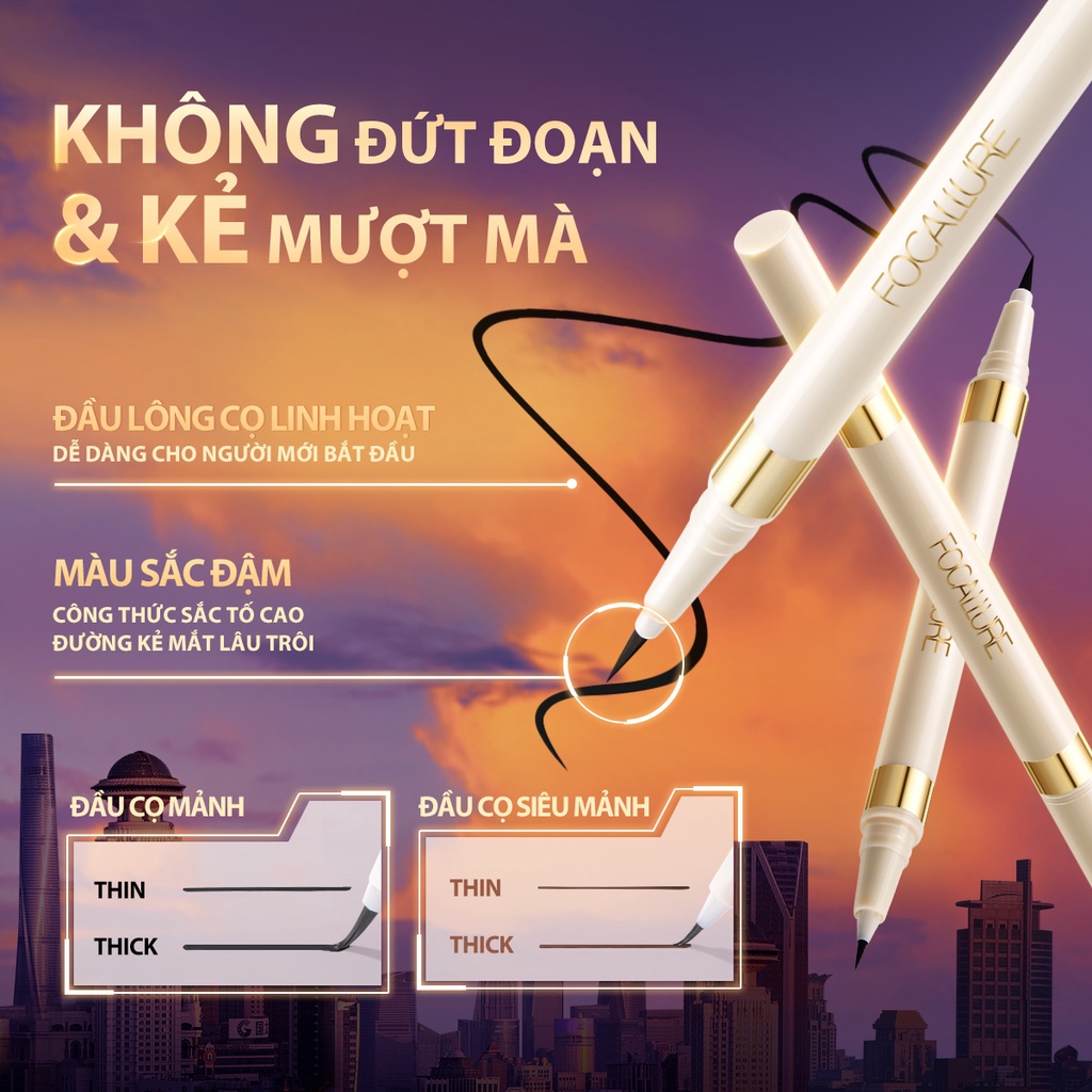 Bút Kẻ Mắt Dạng Lỏng FOCALLURE 2 Trong 1 Không Thấm Nước Hai Đầu Khô Nhanh Chống Lem Trôi 1.2g | BigBuy360 - bigbuy360.vn