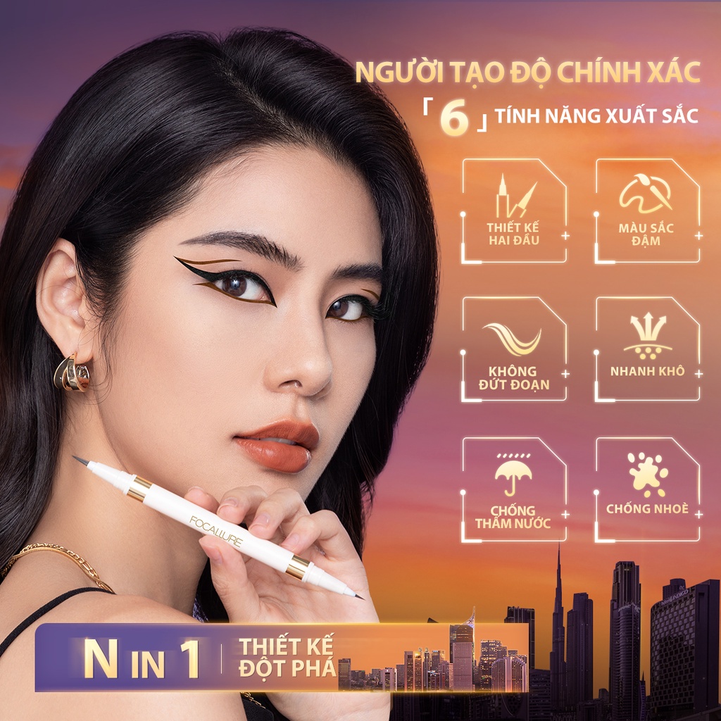 Bút Kẻ Mắt Dạng Lỏng FOCALLURE 2 Trong 1 Không Thấm Nước Hai Đầu Khô Nhanh Chống Lem Trôi 1.2g | BigBuy360 - bigbuy360.vn