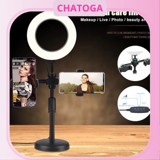 Đèn livestream mini để bàn 2 kẹp điện thoại có 3 màu điều chỉnh nguồn sáng hỗ trợ bán hàng quay tiktok chụp ảnh - Rabbi