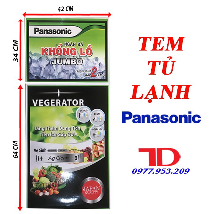 [CN HCM] Miếng dán tủ lạnh PANASONIC, tem dán trang trí tủ lạnh PANASONIC Vật tư Điện lạnh Thuận Dung