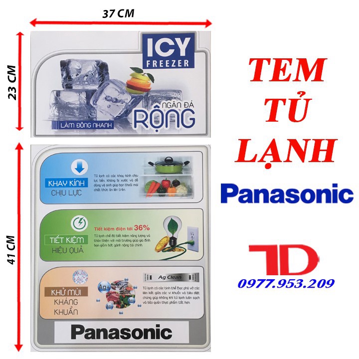 [CN HCM] Miếng dán tủ lạnh PANASONIC, tem dán trang trí tủ lạnh PANASONIC mẫu 1 Vật tư Điện lạnh Thuận Dung