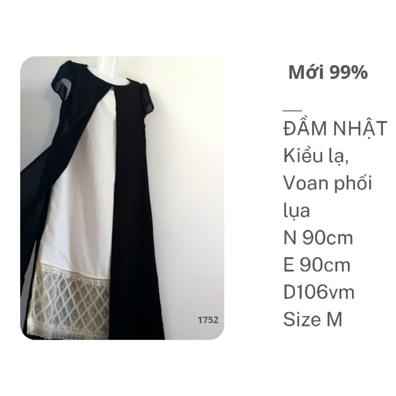 Đầm Nhật kiểu lạ dáng dài, voan phối lụa rất đẹp rất sang Size M mới 99%