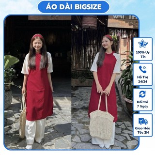  Áo dài Bigsize nữ nhung tăm lì xinh xắn dễ thương  set gồm áo + quần tặng kèm băng đô  