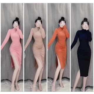 đầm body dáng dài tay dài cổ lọ bigsize 40-120kg