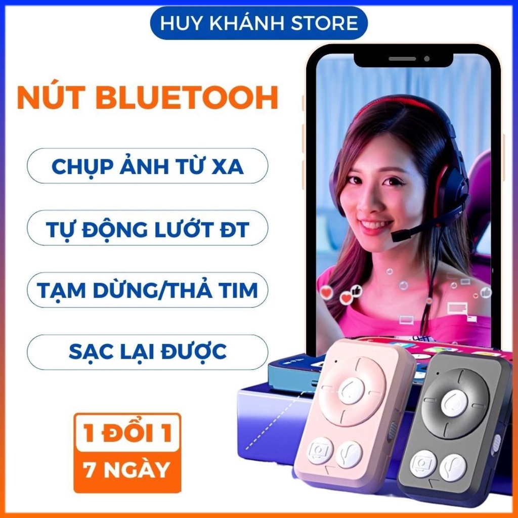 Nút bluetooth chụp ảnh từ xa, tự động lướt điện thoại, thả tim, remote điều khiển smartphone Huy Khánh Store