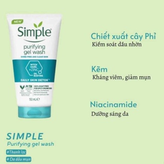 Sữa Rửa Mặt - Tẩy Trang - Toner Simple - Mẫu Mới Dịu nhẹ Sạch Sâu